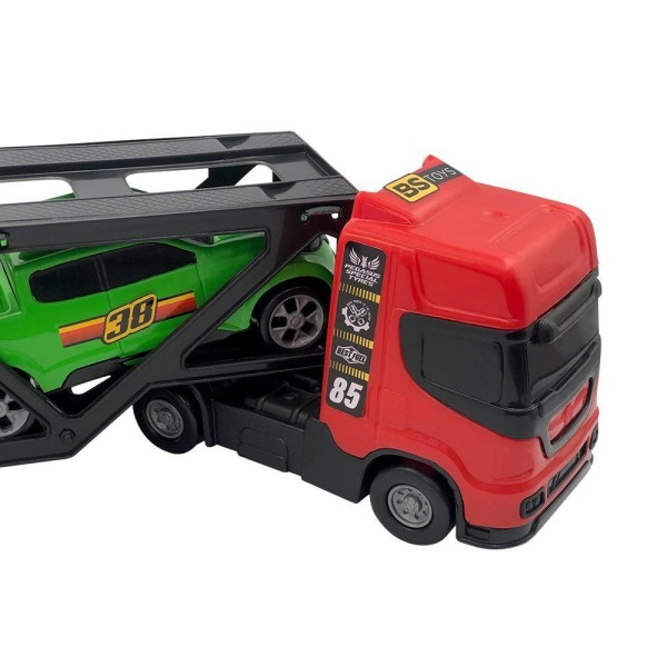 Encontraproduto.com.br - Mini Caminhão Cegonheiro De Brinquedo Com 2 Carrinhos - Vermelho