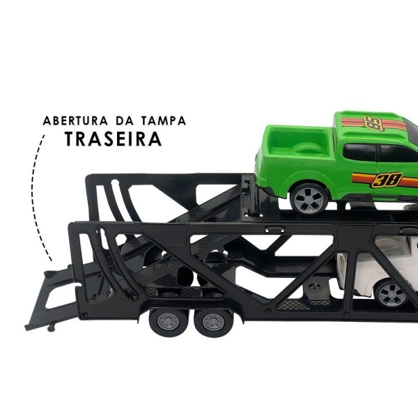 Encontraproduto.com.br - Mini Cegonheiro De Brinquedo Com 2 Carrinhos - Amarelo