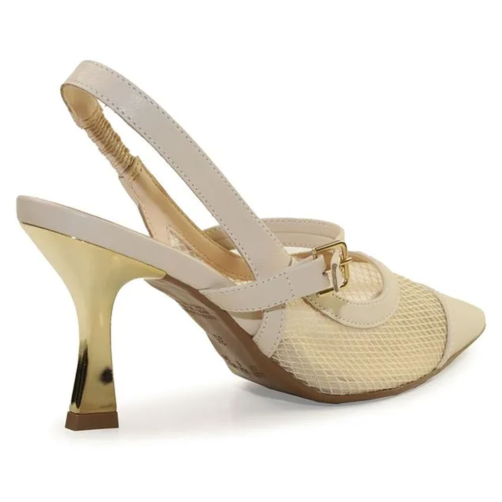 Encontraproduto.com.br - Scarpin Feminino Bebecê Slingback com Bico Fino Creme