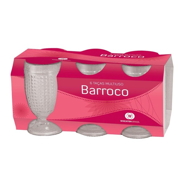 Encontraproduto.com.br - Conjunto 6 Copos para Água 250ml Barroco Wheaton