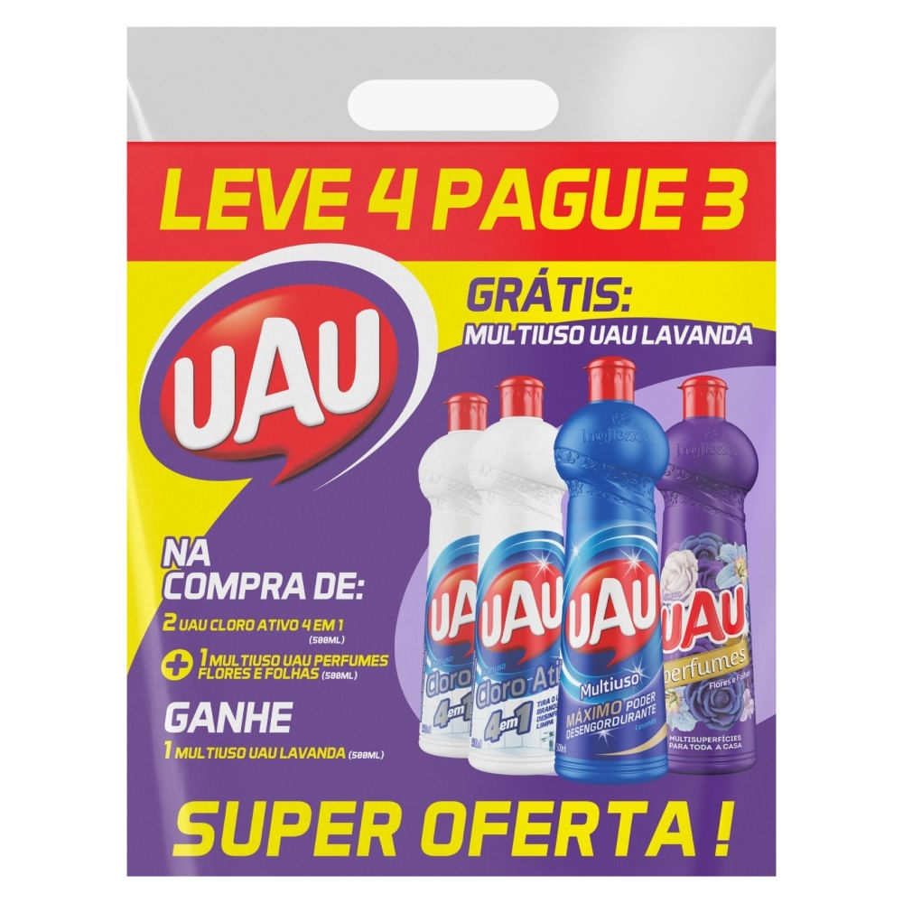 Limpador Multiuso Uau 500ml Leve 4 Pague 3 Unidades