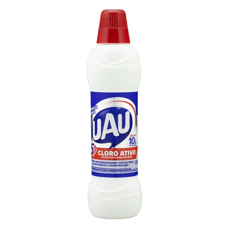 Encontraproduto.com.br - Limpador Desinfetante para Uso Geral Limpeza Pesada com Cloro Ativo Uau Frasco 500ml