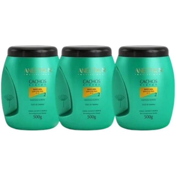Encontraproduto.com.br - Aneethun Kit Cachos System Máscara Para Cachos 3x500g