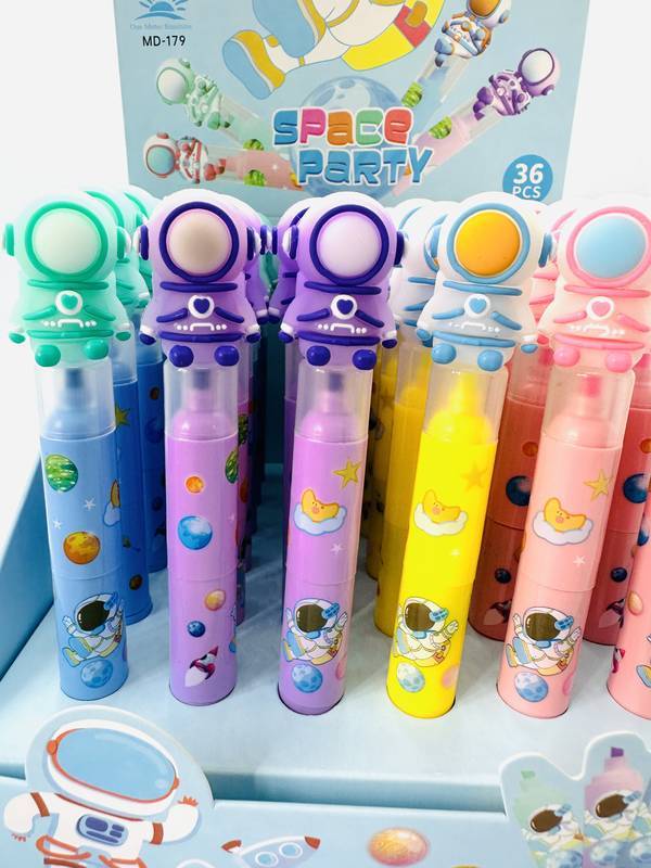Encontraproduto.com.br - Caneta Marca Texto Astronauta Com 3 Unid Diversas Cores Torre Mania