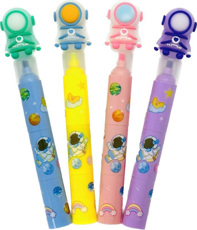 Encontraproduto.com.br - Caneta Marca Texto Astronauta Com 3 Unid Diversas Cores Torre Mania