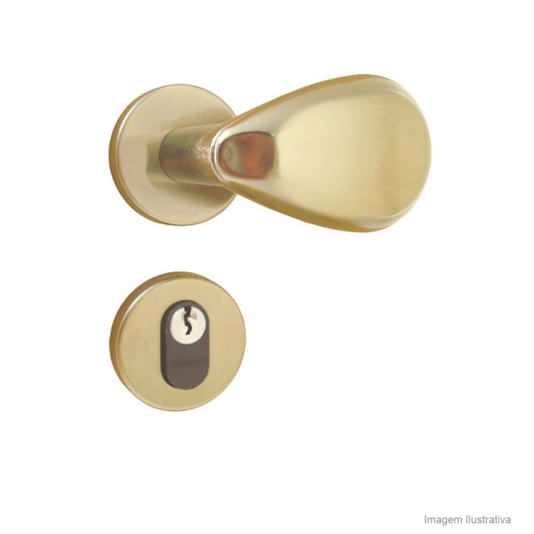 Encontraproduto.com.br - Fechadura externa de aço zamac Taco Golf com roseta bronze latonada Aliança