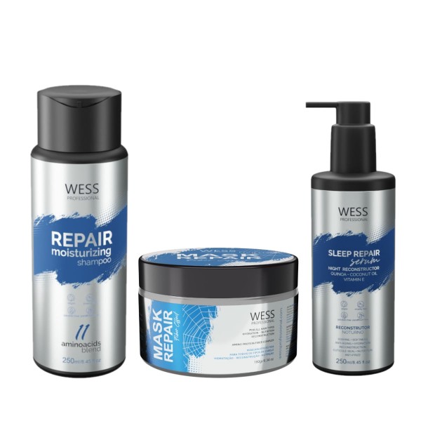 Encontraproduto.com.br - Kit Wess Repair Sh 250ml + Mask 180g + Sleep Rep. 250ml
