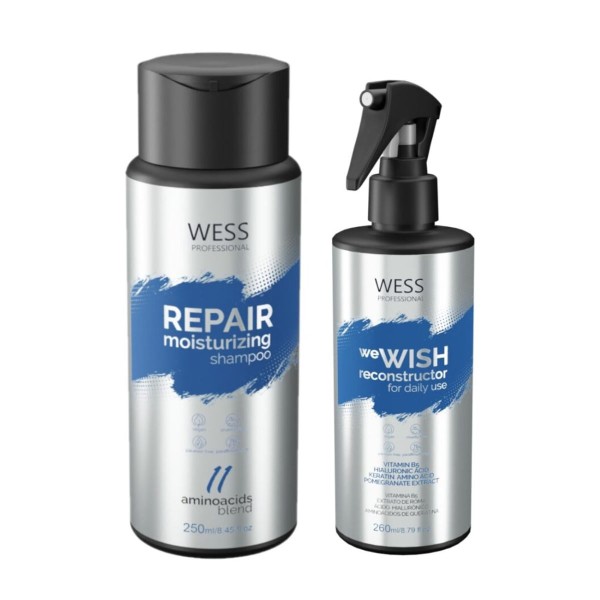 Encontraproduto.com.br - Kit Wess Repair Shampoo 250ml + We Wish Reconstrutor 260ml