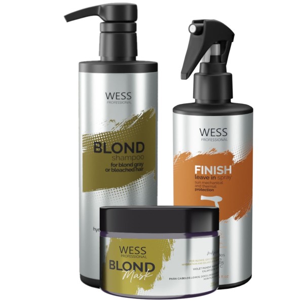 Encontraproduto.com.br - Kit Wess Blond SH 500ml + Mask 200ml + Finish 250ml