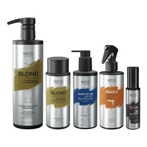 Encontraproduto.com.br - Wess Blond SH500ml+CD250ml+Sleep250ml+Finish250ml+Shine45ml