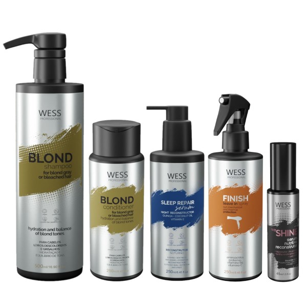 Encontraproduto.com.br - Wess Blond SH500ml+CD250ml+Sleep250ml+Finish250ml+Shine45ml