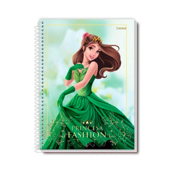 Caderno Universitário 1 Matéria 80fl Princesas Fashion Sortido - Credeal