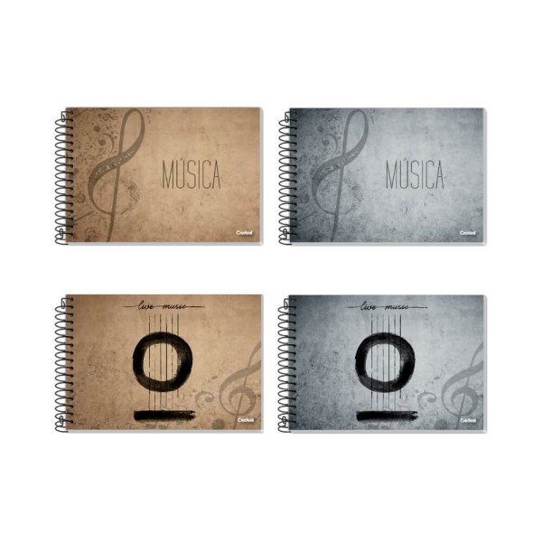 Encontraproduto.com.br - Caderno de Música 1/4 Horizontal Capa Dura 80fl Sortido - Credeal