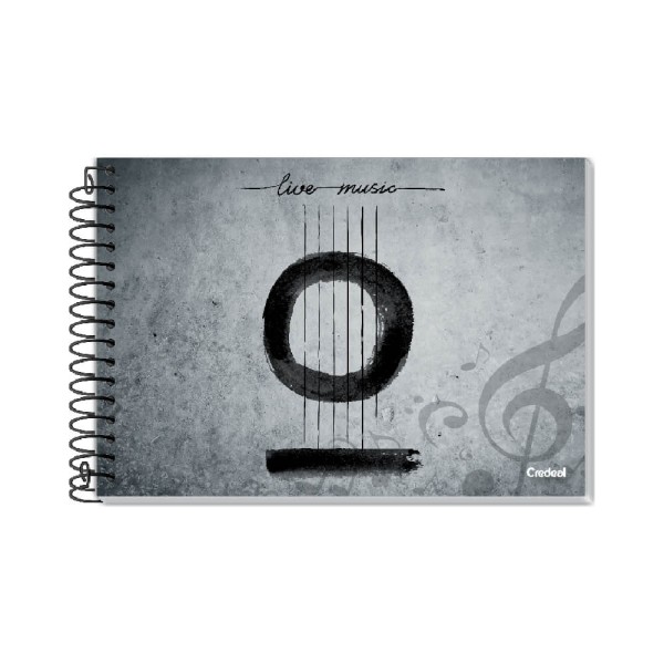 Encontraproduto.com.br - Caderno de Música 1/4 Horizontal Capa Dura 80fl Sortido - Credeal