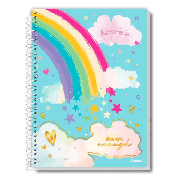 Encontraproduto.com.br - Caderno Universitário Arco Iris Sortido 10M Credeal