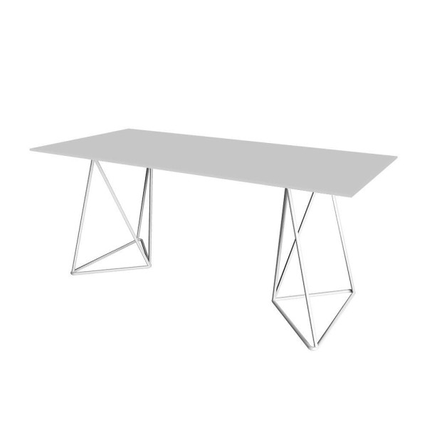 Encontraproduto.com.br - Escrivaninha Bela Vista Cavalete Tampo Branco Base Ferro Branco - Cor: Branco