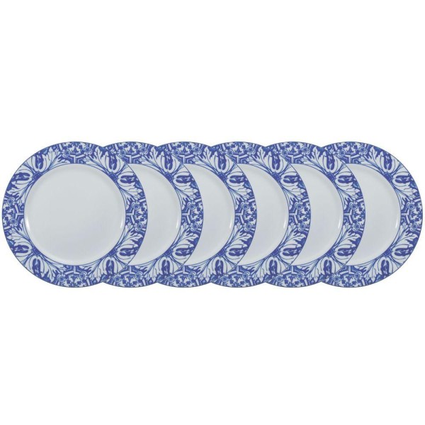 Conjunto De Pratos Rasos 06 Peças Azulejo Schmidt