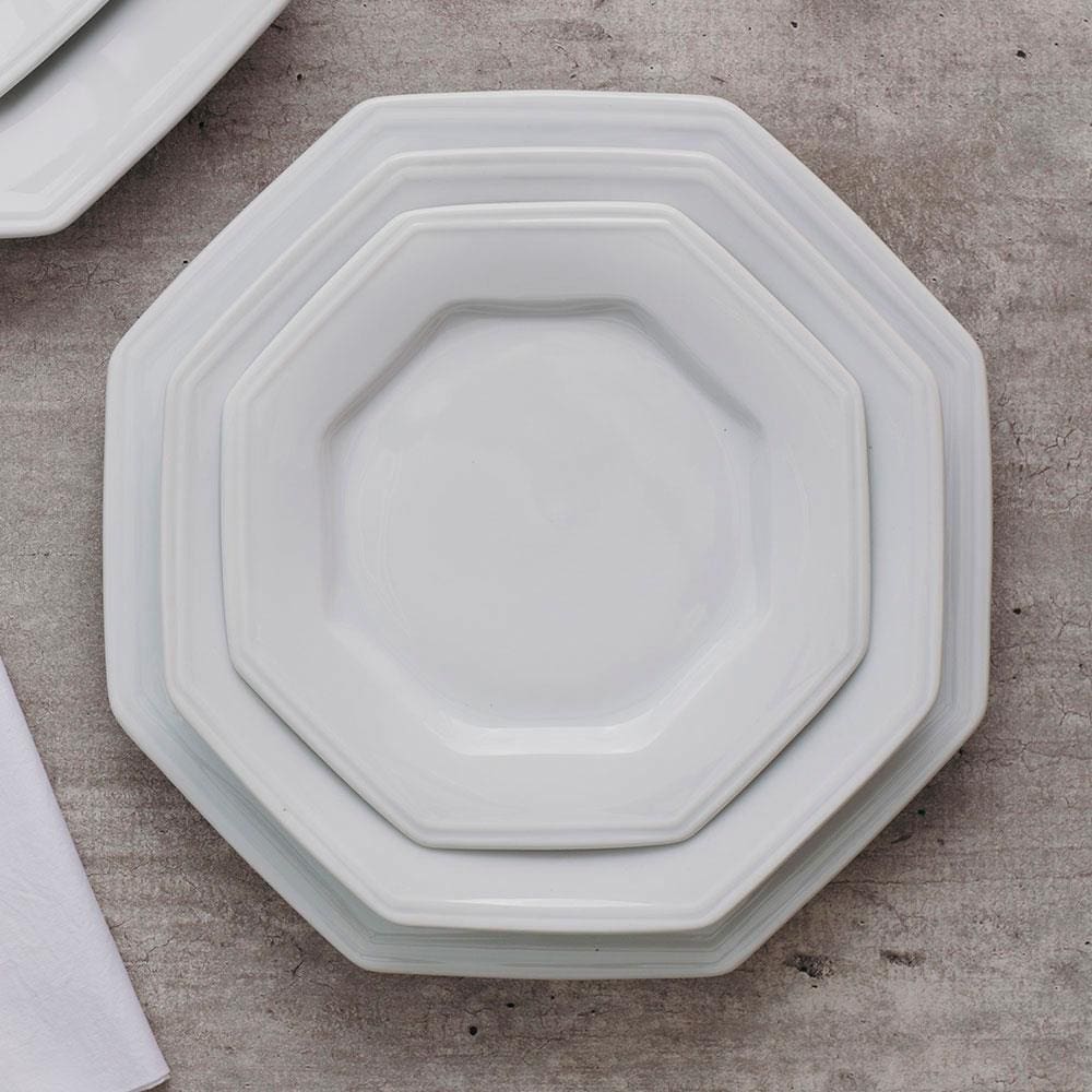 Encontraproduto.com.br - Conjunto Com 6 Pratos Fundos Schmidt Prisma Em Porcelana 24,5 Cm Branco Branco