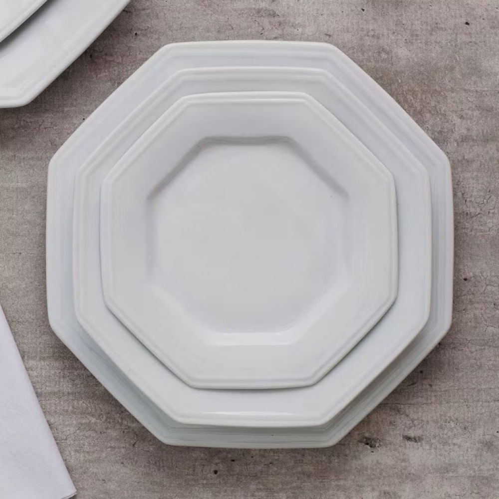 Encontraproduto.com.br - Conjunto Com 6 Pratos Fundos Schmidt Prisma Em Porcelana 24,5 Cm Branco Branco