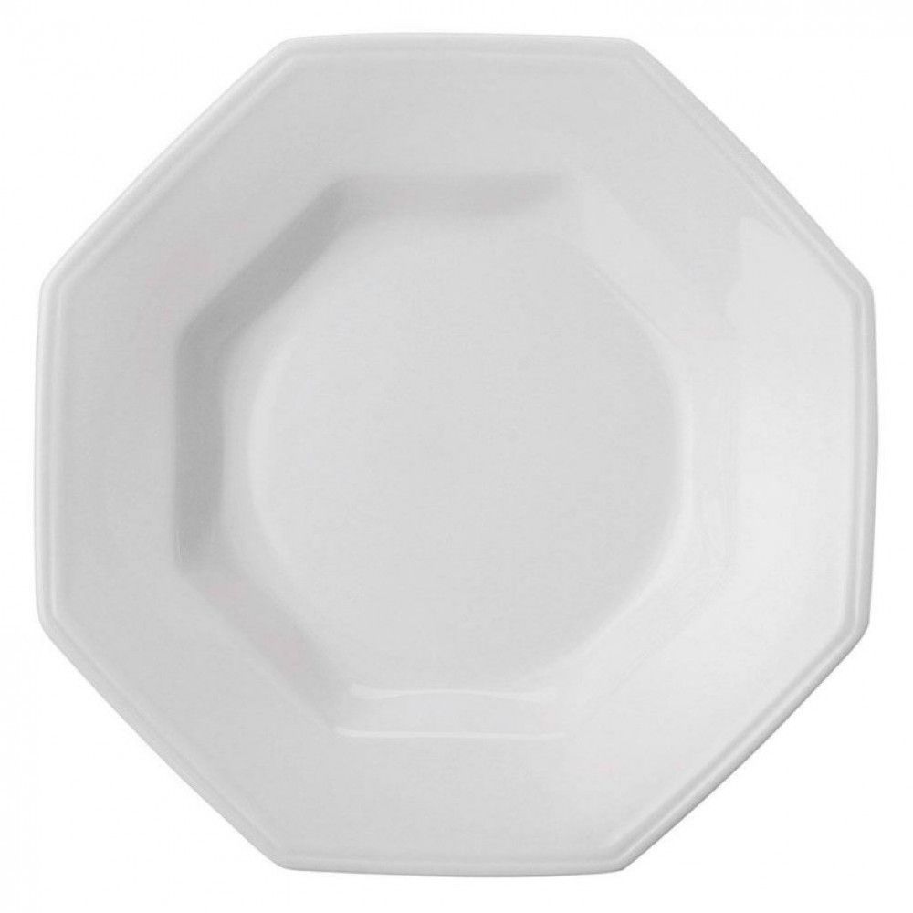 Encontraproduto.com.br - Conjunto Com 6 Pratos Fundos Schmidt Prisma Em Porcelana 24,5 Cm Branco Branco