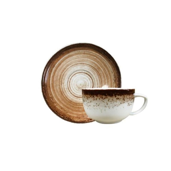 Encontraproduto.com.br - Xícara Para Café Com Pires Em Porcelana Schmidt Esfera 100ml Marrom
