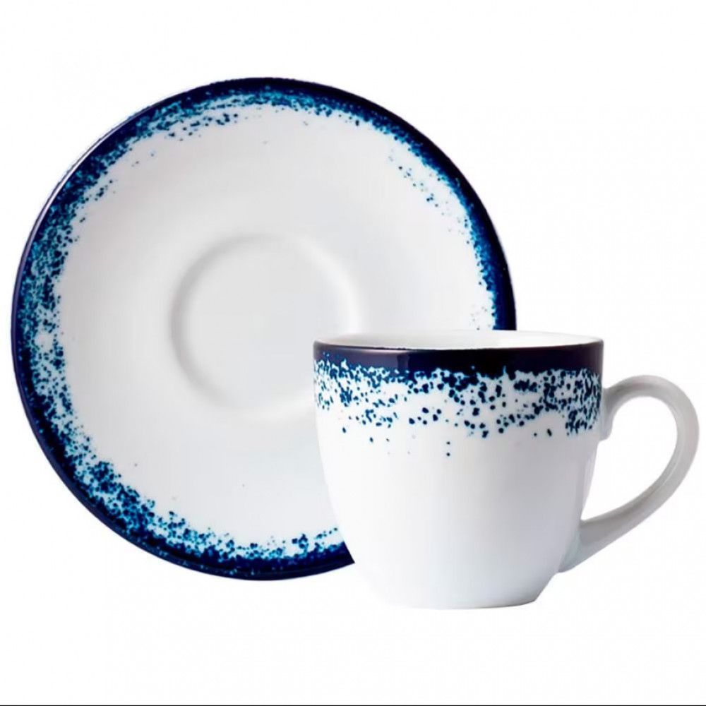 Encontraproduto.com.br - Aparelho de Jantar 20 Peças P.Schmidt Real Névoa em Porcelana com Xícara de Chá - Branco/Azul