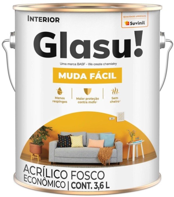 Tinta Acrílica Suvinil Glasurit Muda Fácil Econômico Fosco Areia 3,6L