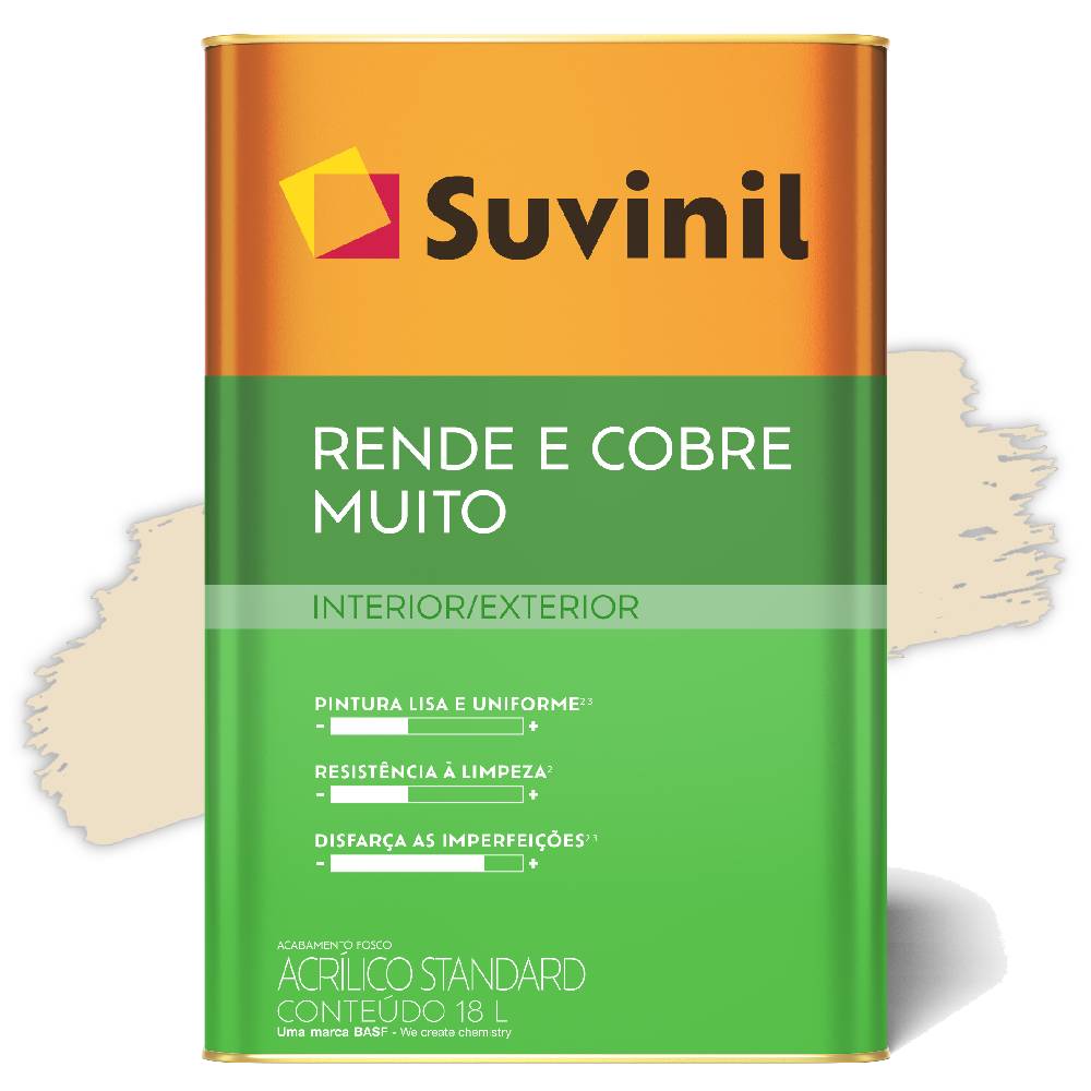 Encontraproduto.com.br - Tinta Acrílica Rende e Cobre Muito Areia Fosco 18L - SUVINIL