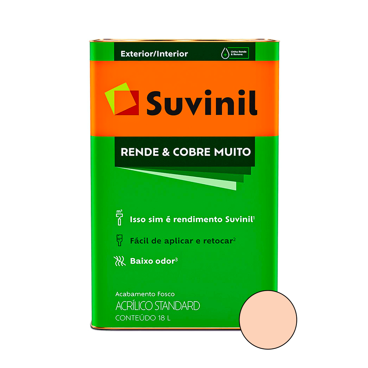 Encontraproduto.com.br - Tinta Acrílica Rende e Cobre Muito Areia Fosco 18L - SUVINIL