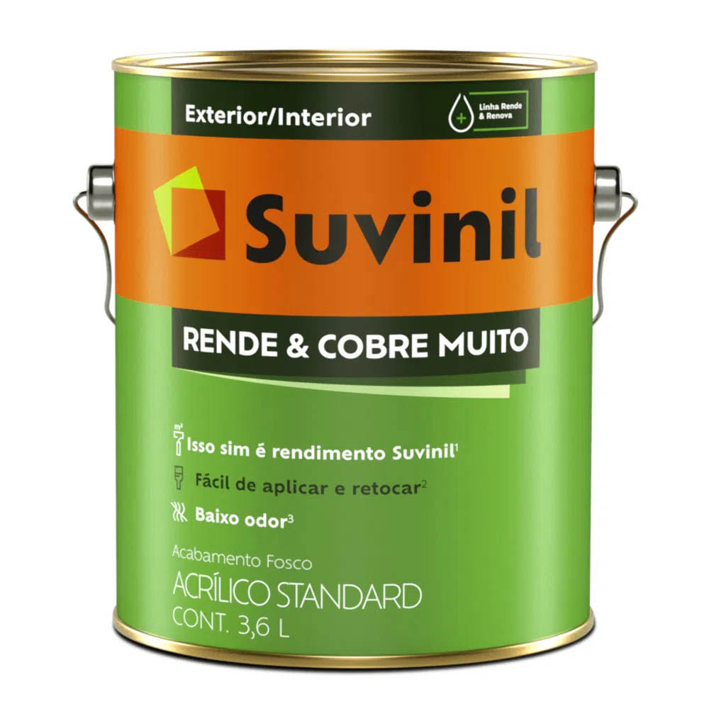 Encontraproduto.com.br - Tinta Rende e Cobre Muito Branco Fosco 3.6L Suvinil