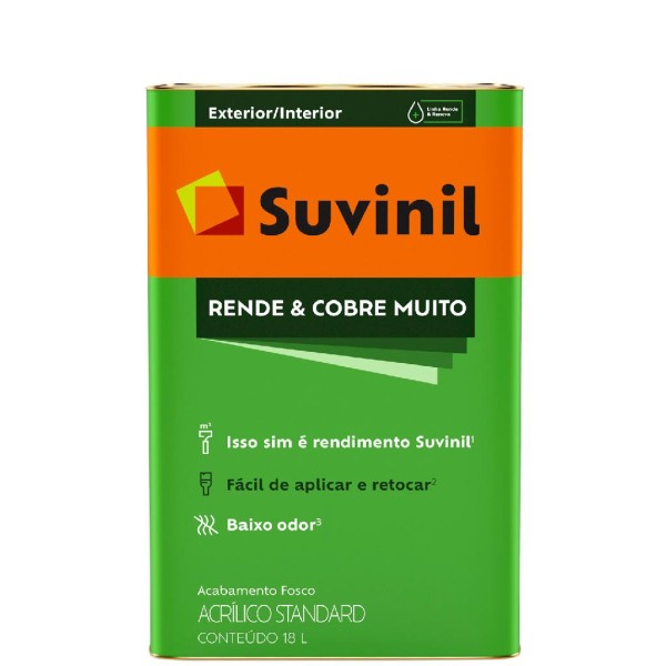 Encontraproduto.com.br - Tinta Suvinil Acrílica Fosco Rende Cobre Muito 18lt Branco