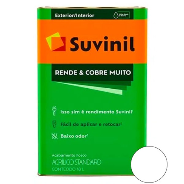 Encontraproduto.com.br - Tinta Suvinil Acrílica Fosco Rende Cobre Muito 18lt Branco