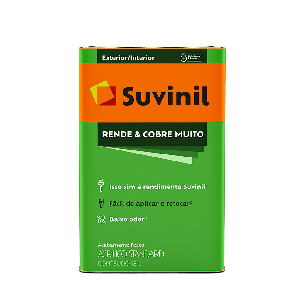 Encontraproduto.com.br - Tinta Acrílica Rende e Cobre Muito Palha Fosco 18L - SUVINIL
