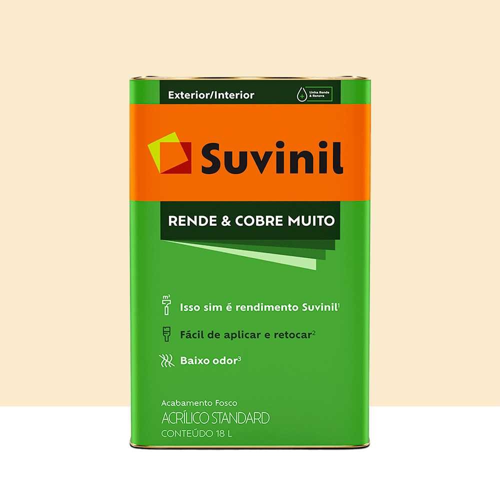 Encontraproduto.com.br - Tinta Acrílica Rende e Cobre Muito Palha Fosco 18L - SUVINIL