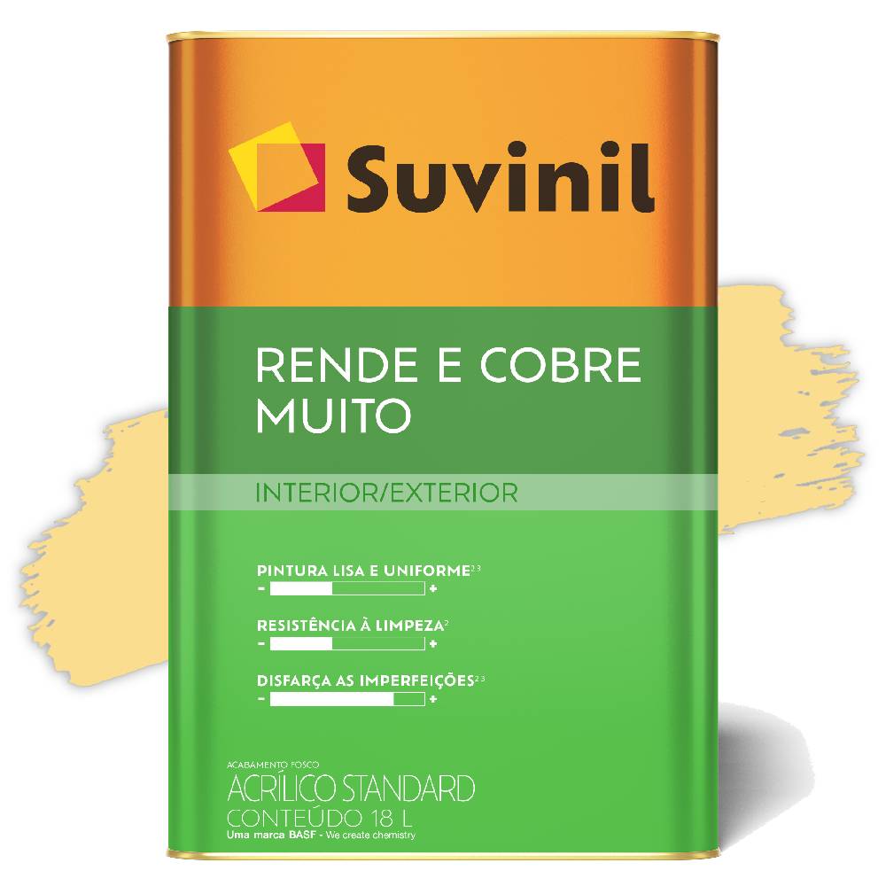 Encontraproduto.com.br - Tinta Acrílica Rende & Cobre Muito Amarelo Canário 18,00L