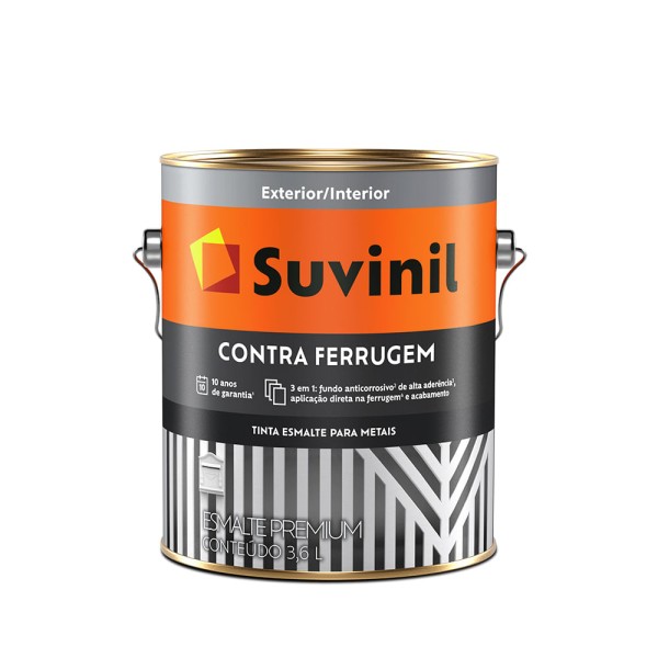 Tinta Suvinil Esmalte Brilhante Contra Ferrugem 3,6L Cinza Escuro - 50581390