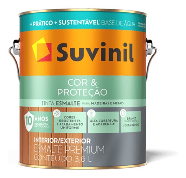 Tinta Esmalte Sintético Base Água Cor e Proteção Gelo Fosco 3,6 Litros - SUVINIL