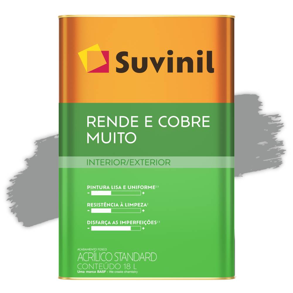 Tinta Acrílica Fosco Rende e Cobre Muito Cinza Natural 18L Suvinil
