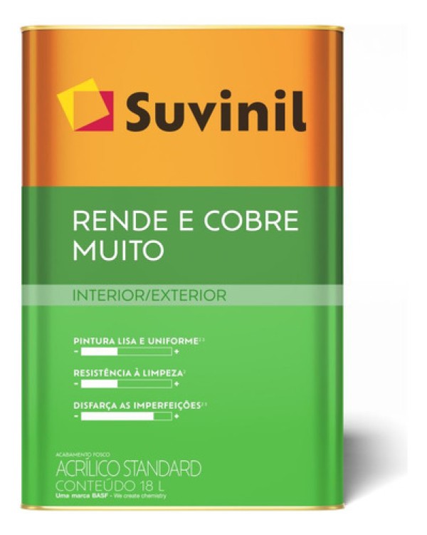 Encontraproduto.com.br - Tinta Acrílica Rende e Cobre Muito Névoa Intensa Fosco 18L - SUVINIL