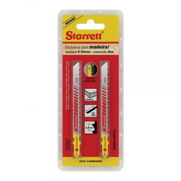 Encontraproduto.com.br - Lâmina de Serra Tico-Tico Carbono 100mm 10D Encaixe Unificado HCU310DT-2 Starrett