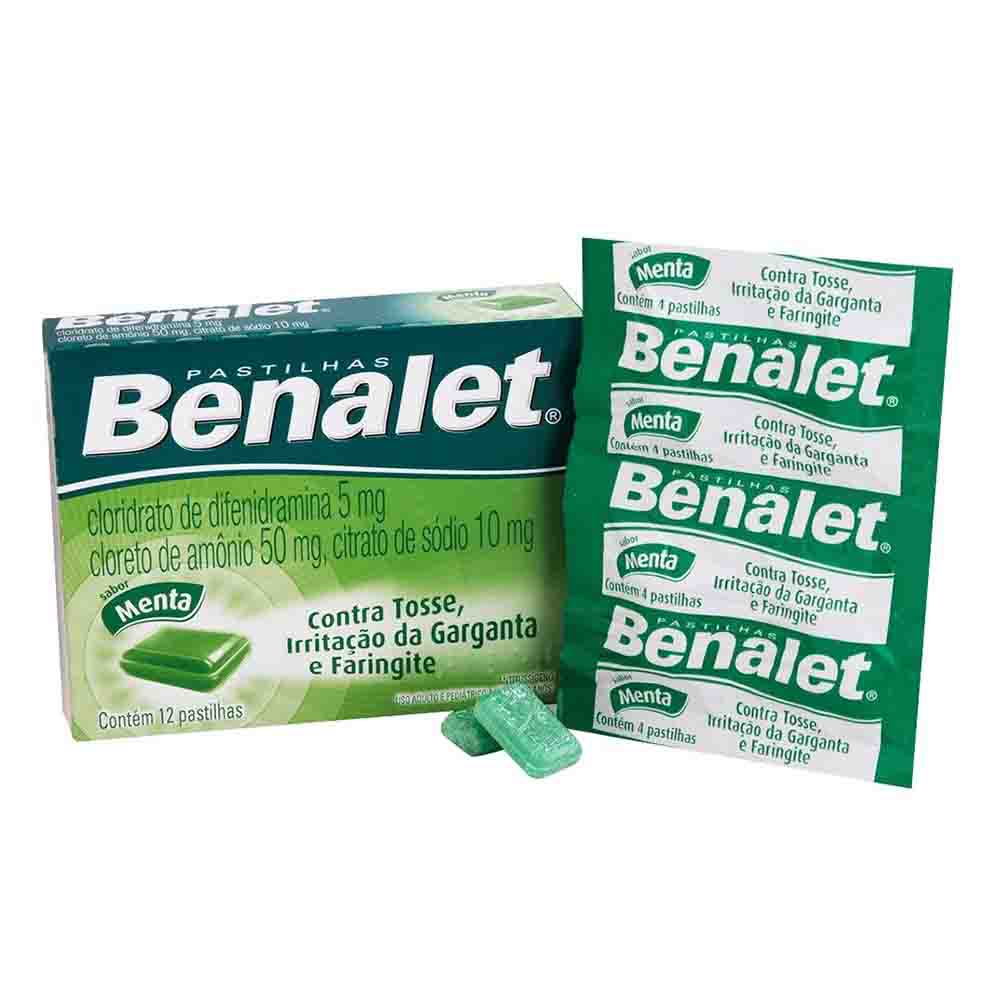 Pastilhas para Garganta Benalet Sabor Menta 12 unidades
