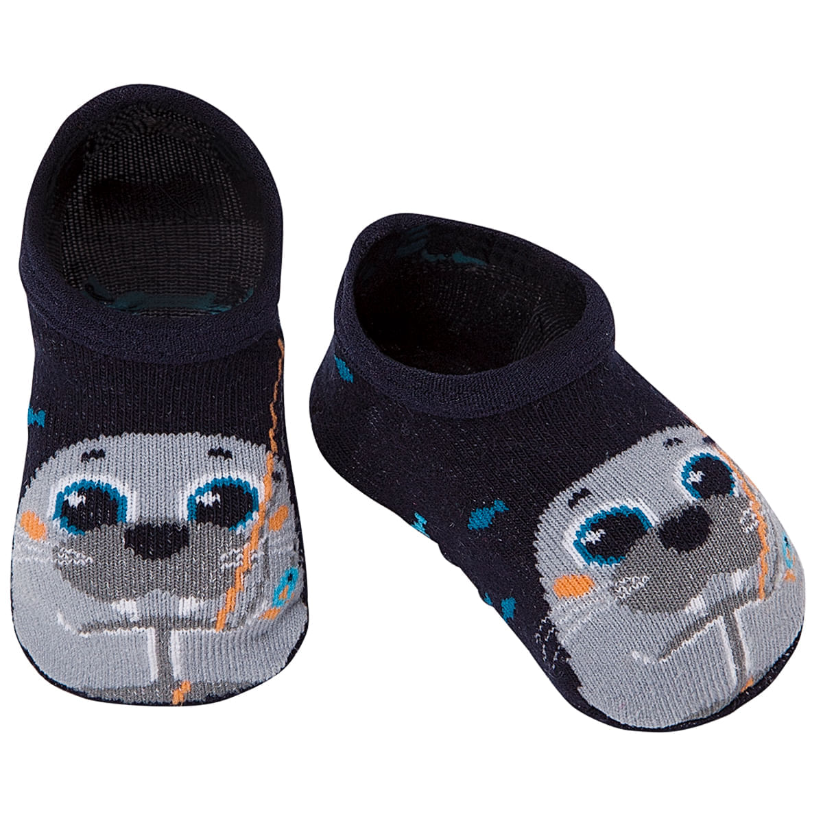 Meia Sapatinho para bebê Leão-Marinho Preto - Puket