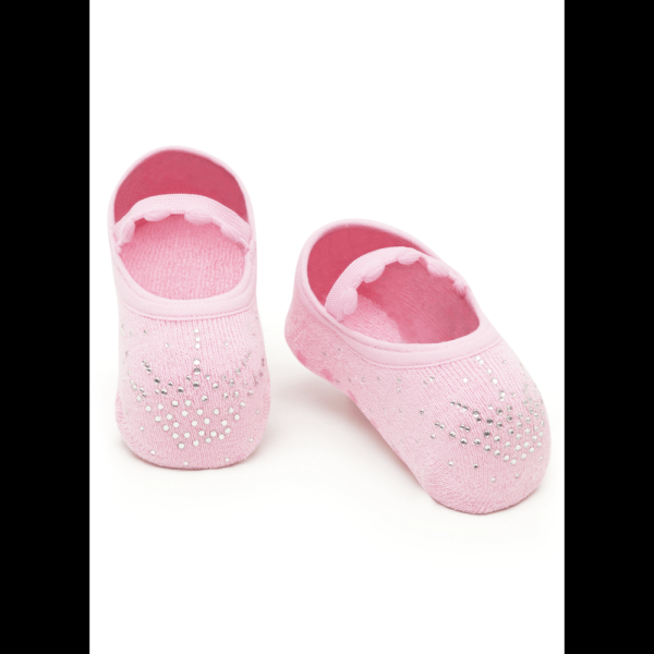 Encontraproduto.com.br - Meia Bebê Menina Sapatilha Antiderrapante com Aplique Princesa