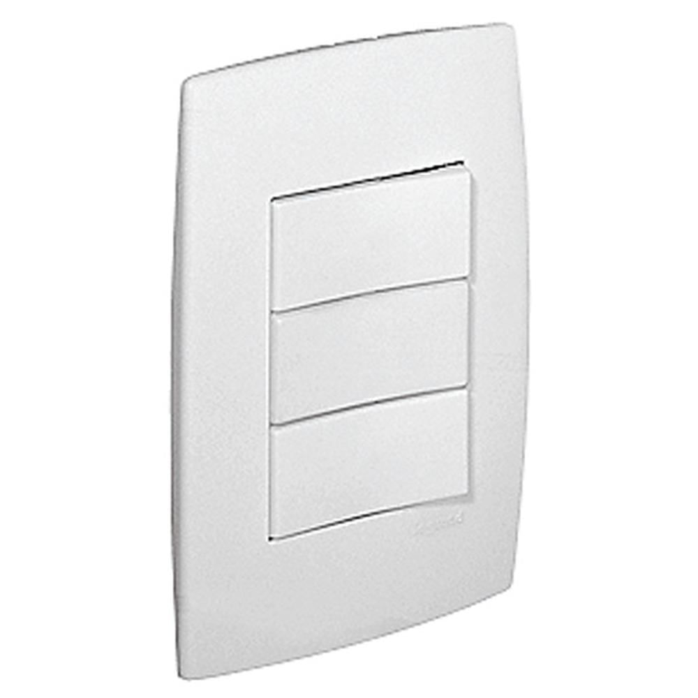 Encontraproduto.com.br - Conjunto Montado 3 Interruptores Simples Branco Para Plus Pial