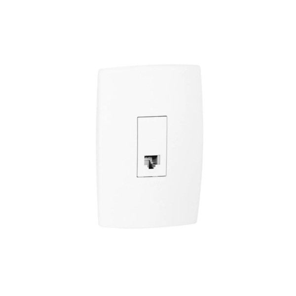 Conjunto Montado Tomada Telefone 2P Rj11 Branco Para Plus Pial