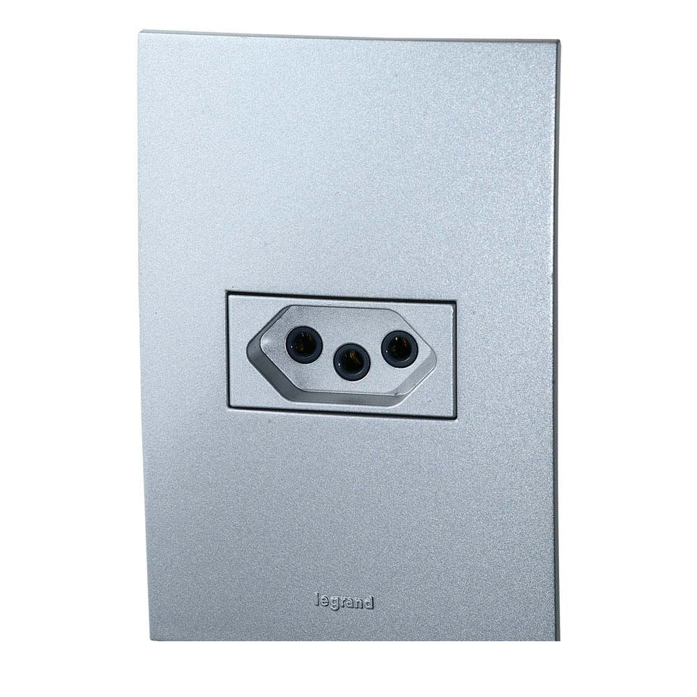 Tomada com placa 10A 4x2 alumínio Vela 685396 Pial