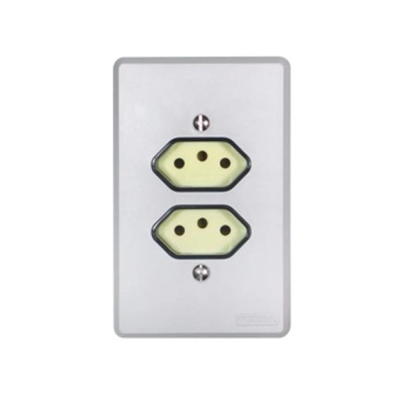 Tomada 2 Modulos Marfim 2 P+T 10a 250v C/ Placa 4x2 Cinza Silentoque 054345 - Pial