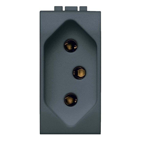 Encontraproduto.com.br - Tomada 2 Polos + Terra PB 10A Living Bticino Grafite Pial