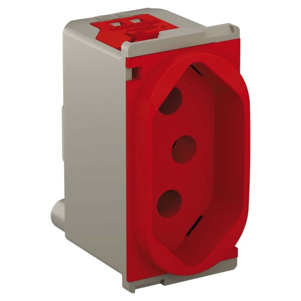 Encontraproduto.com.br - Tomada 20A 250V identificável 1 módulo vermelha Nereya Pial