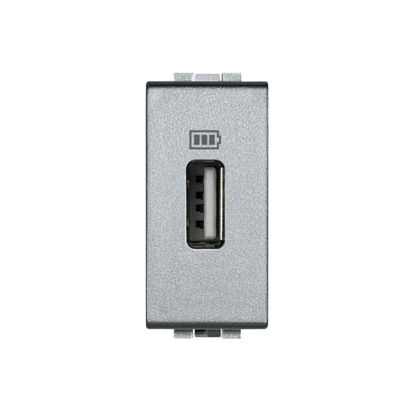 Encontraproduto.com.br - Módulo Tomada Carregador 1 Usb 1100Ma Prata Living Light Bticino